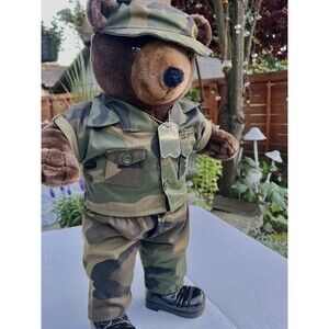 21” U.S. Army Teddy Bear Military Plush Camo Uniform Dog Tags Combat Boots